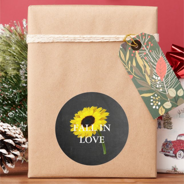 Autumn Bride Sunflower Celebration Rustic Party Classic Round Sticker (Holiday)