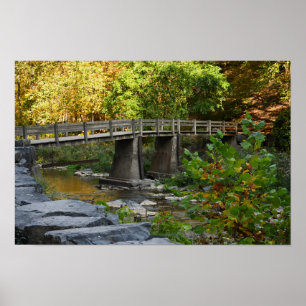 Autumn Bridge Waterscape Photo Poster
