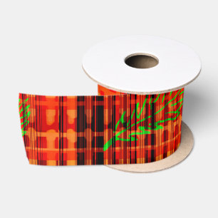 Autumn Bright Fallen Leaves Plaid Satin Ribbon