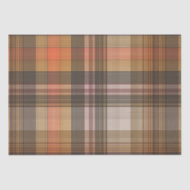Autumn Brown and Orange Plaid  Tissue Paper (Front)