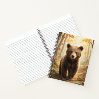 Autumn Brown Bear Forest Wildlife Art Notebook
