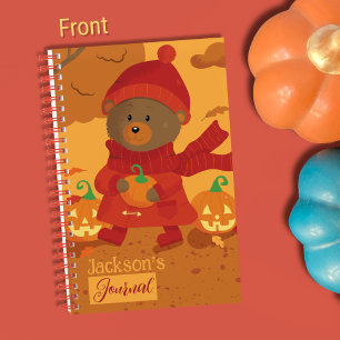 Autumn Brown Bear Kid Journal Spiral Notebook
