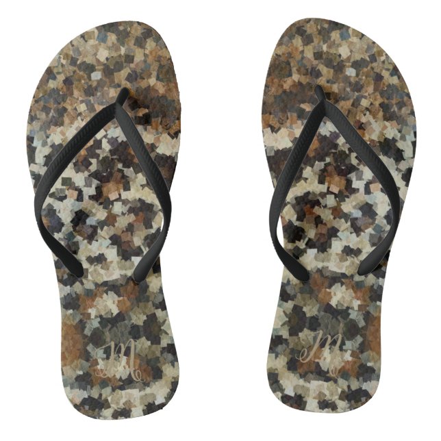 Autumn Brown Pattern Monogrammed Leopard Jandals (Footbed)