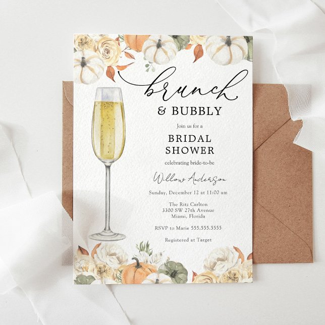 Autumn Brunch and Bubbly Bridal Shower Invitation (Creator Uploaded)