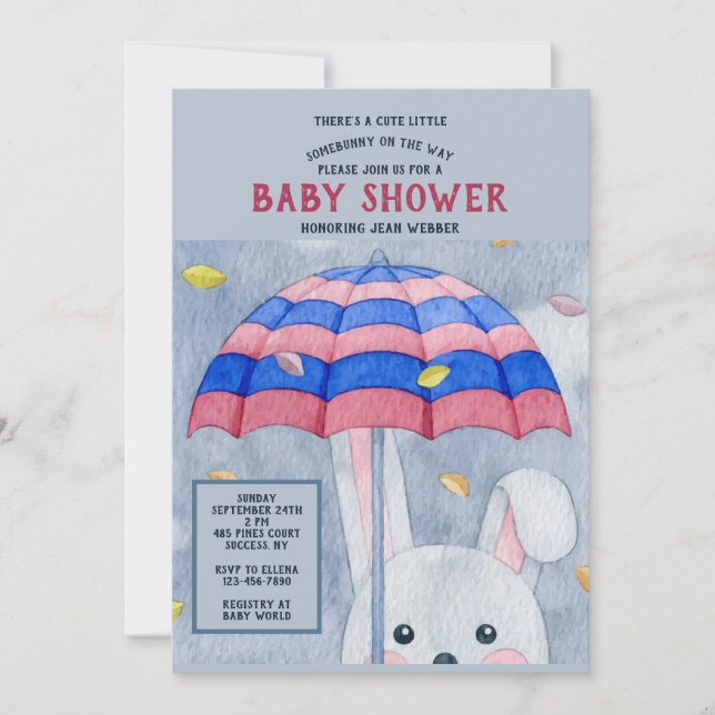 Autumn Bunny Baby Shower Invitation (Front)