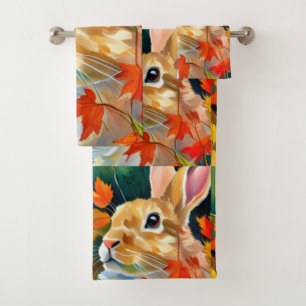 Autumn Bunny Bath Towel Set