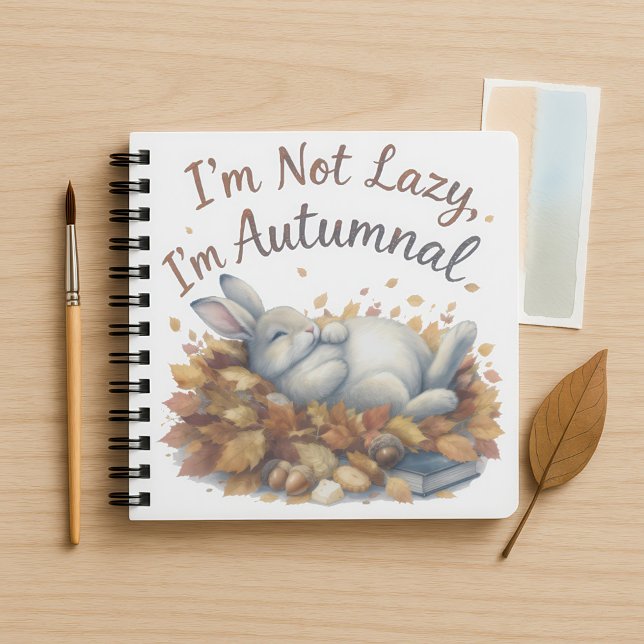 Autumn Bunny in Leaves with Funny Lazy Quote Notebook (Creator Uploaded)