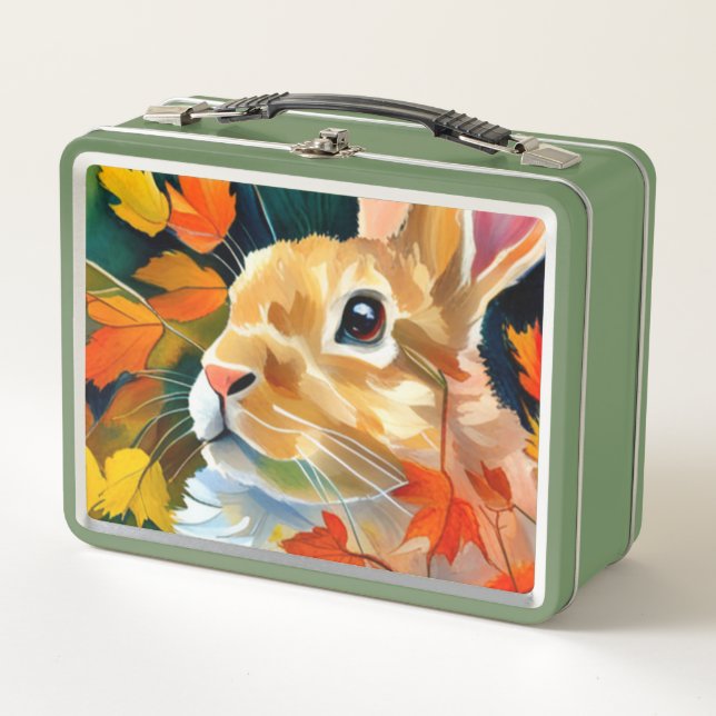 Autumn Bunny Metal Lunch Box (Front)