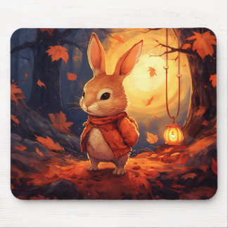 Autumn bunny mouse pad