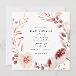 Autumn Burgundy Baby Shower Invitation