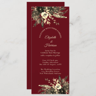 Autumn Burgundy Dried Watercolor Floral Wedding Invitation
