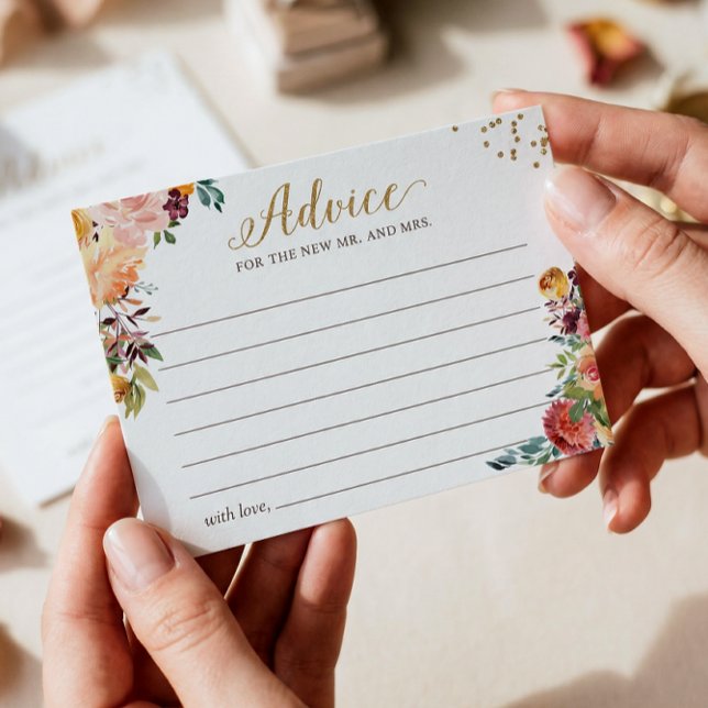 Autumn Burgundy Floral Gold Words of Advice Card (Creator Uploaded)