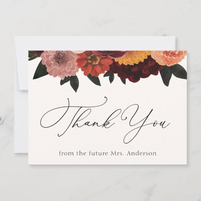 Autumn Burgundy Floral Thank You (Front)