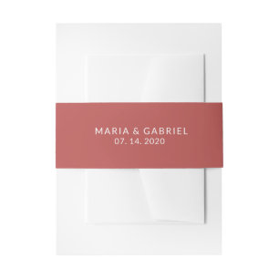 Autumn burgundy solid colour Personalised wedding Invitation Belly Band