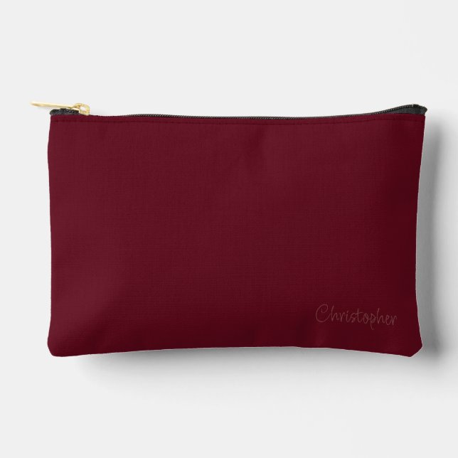 Autumn Burgundy with Pale Name Accessory Pouch (Front)