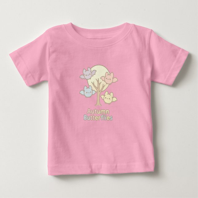 Autumn Butterflies – Pastel Bat Whimsy for Fall Baby T-Shirt (Front)