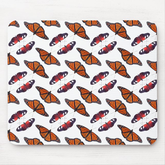 Autumn Butterfly Frenzy Mousemat (White) (Front)