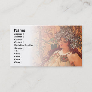 Autumn by Alphonse Mucha Business Card
