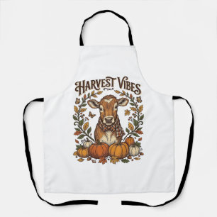 Autumn Calf Shirt Vintage Engraving Harvest Pumpki Apron