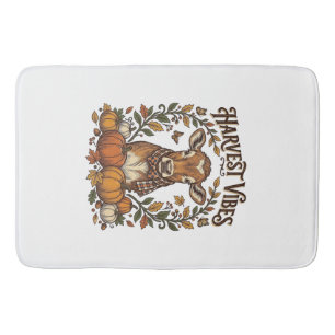 Autumn Calf Shirt Vintage Engraving Harvest Pumpki Bath Mat