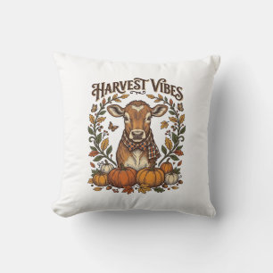 Autumn Calf Shirt Vintage Engraving Harvest Pumpki Cushion
