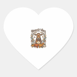 Autumn Calf Shirt Vintage Engraving Harvest Pumpki Heart Sticker