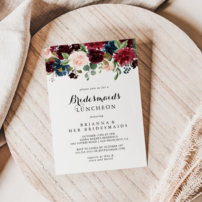 Autumn Calligraphy Bridesmaids Luncheon Shower Invitation (Creator Uploaded)