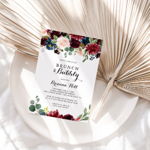 Autumn Calligraphy Brunch and Bubbly Bridal Shower Invitation