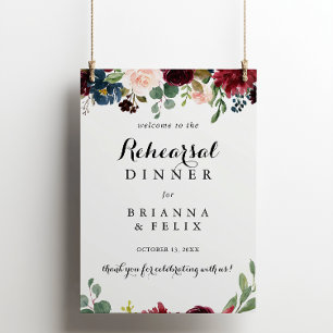 Autumn Calligraphy Rehearsal Dinner Welcome Sign