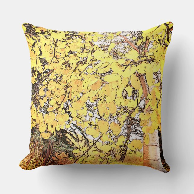 Autumn Calling...Aspen Leaves Falling.Throw Pillow (Front)