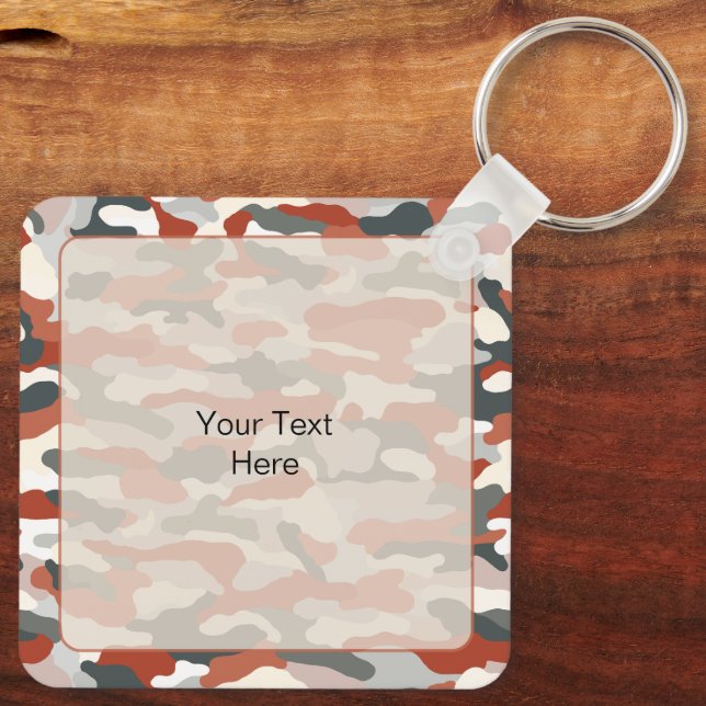 Autumn Camouflage Custom Aluminium Key Ring (Back)