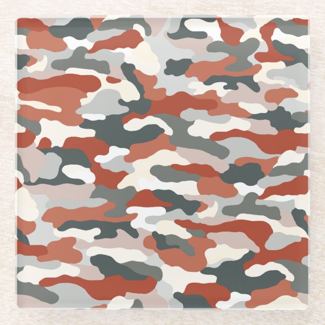 Autumn Camouflage Glass Coaster (Front)