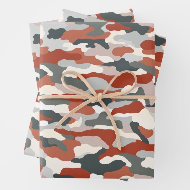 Autumn Camouflage Wrapping Paper Sheet (In situ)