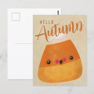 Autumn Candy Corn Cute Halloween Thanksgiving Fall Postcard