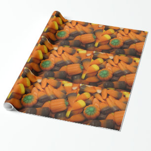 Autumn Candy Corn Tiled Wrapping Paper