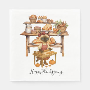 Autumn Cat Bakery Thanksgiving Fall Cat Lovers Napkin