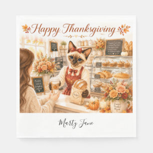 Autumn Cat Bakery Thanksgiving Fall Cat Lovers Napkin