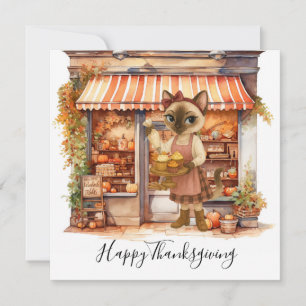 Autumn Cat Bakery themed for Thanksgiving Holiday Card