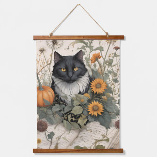Autumn Cat Dandelion  Hanging Tapestry