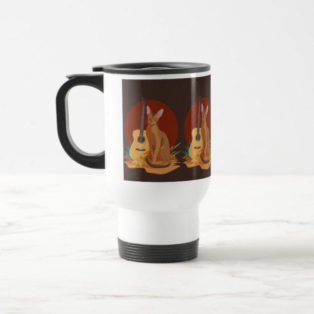 Autumn Cat & Guitar Travel Mug (Left)