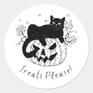 Autumn Cat Halloween Run Classic Round Sticker