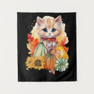 Autumn Cat It’s Fall Y’all Pumpkins Autumn Hallowe Tapestry
