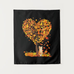 Autumn Cat Lover Autumn Heart Tree Leaves Cute Cat Tapestry