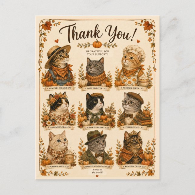 Autumn Cat lover foliage gift him Postcard (Front)