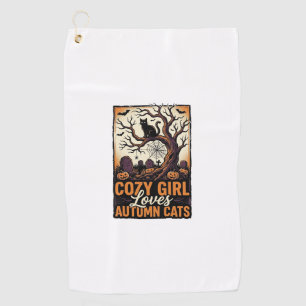 Autumn Cat Lover Vintage Halloween Girl Shirt Desi Golf Towel