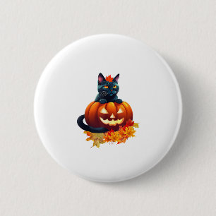 Autumn Cat, Pumpkin, Halloween Graphic Design 6 Cm Round Badge