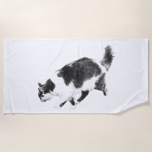 Autumn Cat Walk in Bold Ink Beach Towel