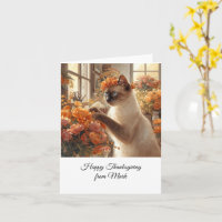 Autumn Cat with Flowers – Fall Season Greeting