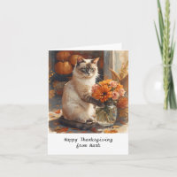 Autumn Cat with Flowers – Fall Season Greeting