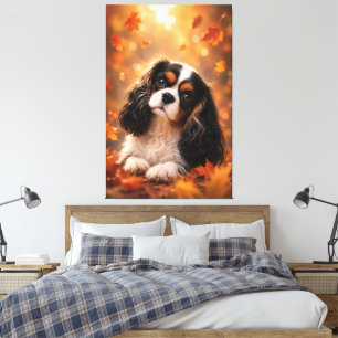 Autumn Cavalier King Charles Spaniel – Cute Fall P Canvas Print